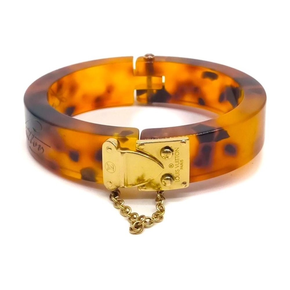 Louis Vuitton Brown and Gold Bracelet with Hinged Design
